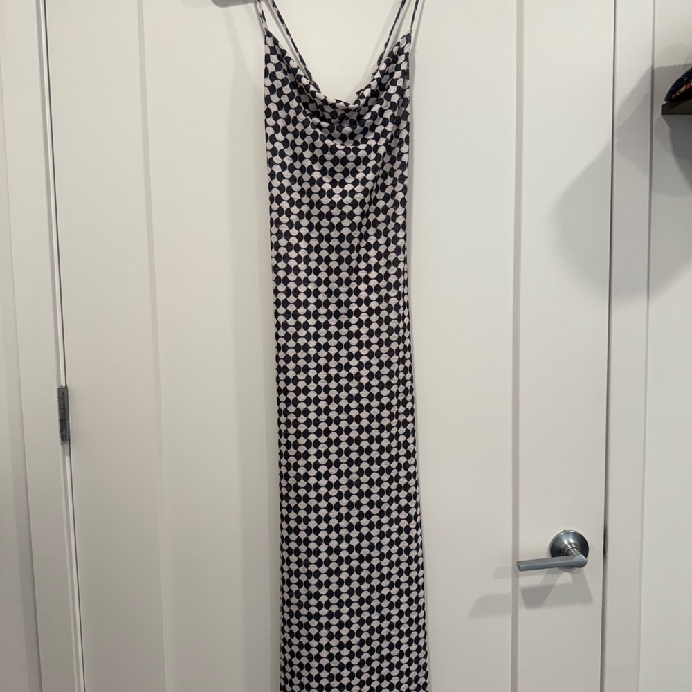 VRG GRL Sleeveless Black and White Patterned Slip Dress